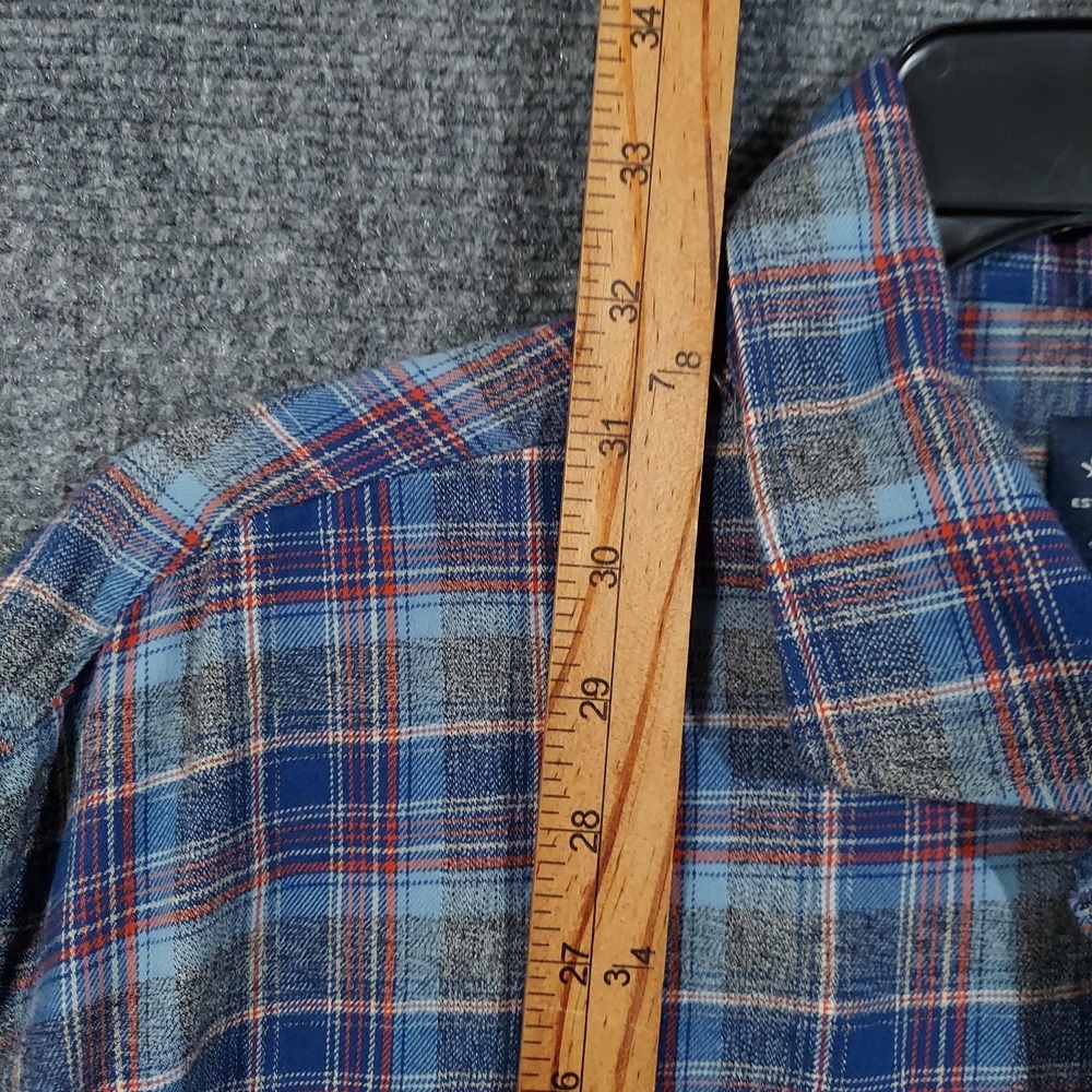 Johnnie-O Shirt Mens 2XL Blue Plaid Benedict Flannel Button Front Long Sleeve - Picture 9 of 12